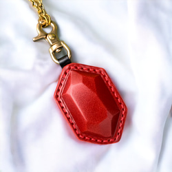 【Polyto】革の宝石キーホルダー(姫路レッド) バッグチャーム 6枚目の画像