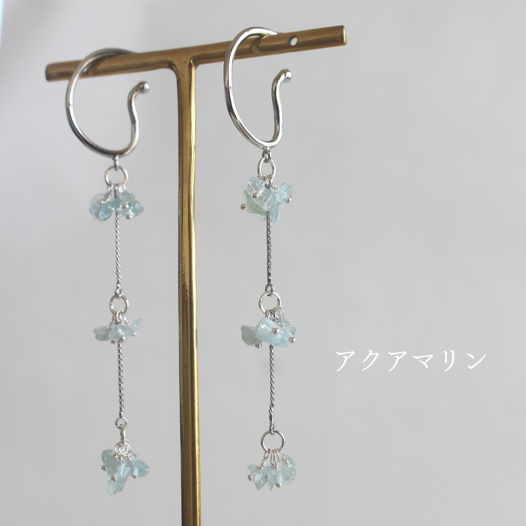 stone flower earcuff〜アクアマリン〜