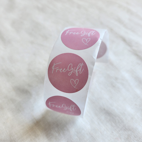 100枚 Free Gift フリーギフト シール （25mm・ピンク）プチギフト おまけをお知らせできる 2枚目の画像