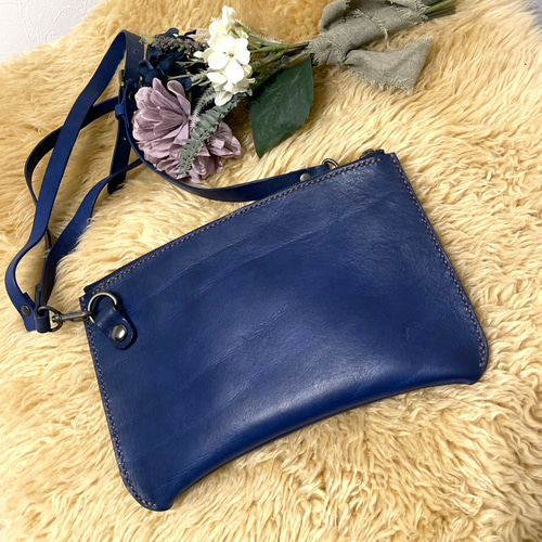 手縫い ショルダーバッグ レザー 革 ショルダーポーチ ハンドメイド