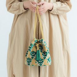 ＼限定／Kinkazan Drawstring &lt;Camel Green Magnolia&gt; 2Way Should 第1張的照片