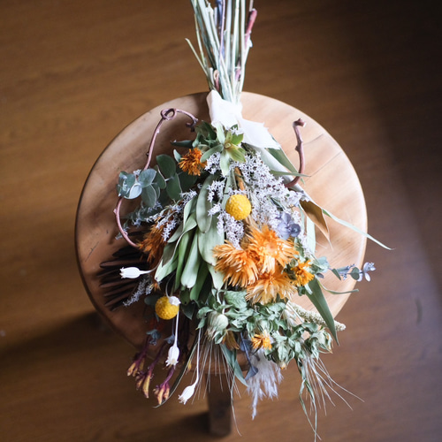初夏のドライフラワースワッグ＊ドライフラワーインテリア スワッグ 花  