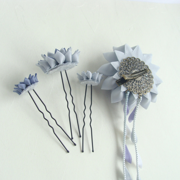 Set of hair ornaments/Flexible arrangement /black,grey 第4張的照片