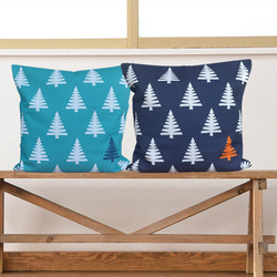 森林坐墊抽象樹背海軍藍-柏樹香味- 第5張的照片