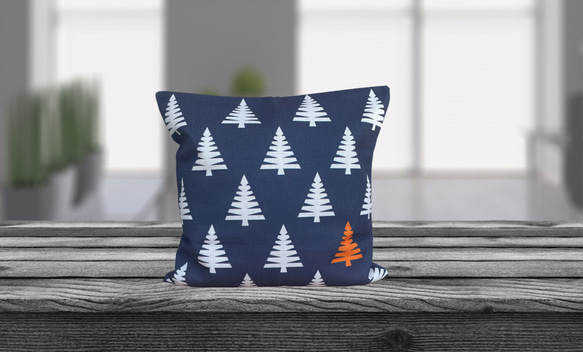 森林坐墊抽象樹背海軍藍-柏樹香味- 第9張的照片