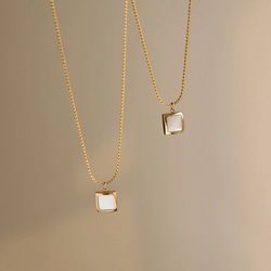 white shell square necklace R4N026 3枚目の画像