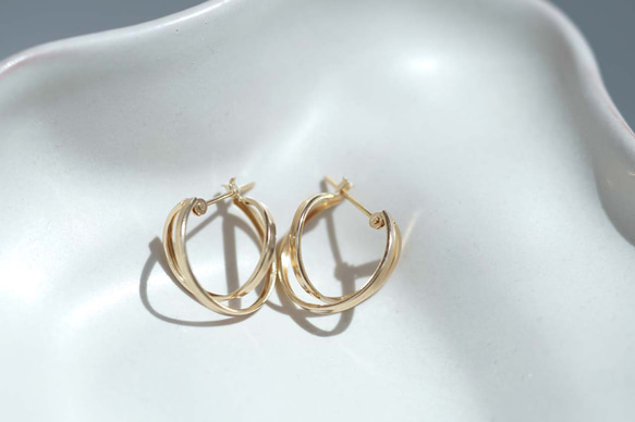 フープデザイン ピアス　１０Ｋ 送料無料】K10 デザインフープピアス ペア ピアス（フープ