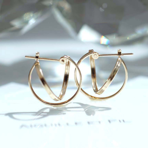 送料無料】K10 デザインフープピアス ペア ピアス（フープ