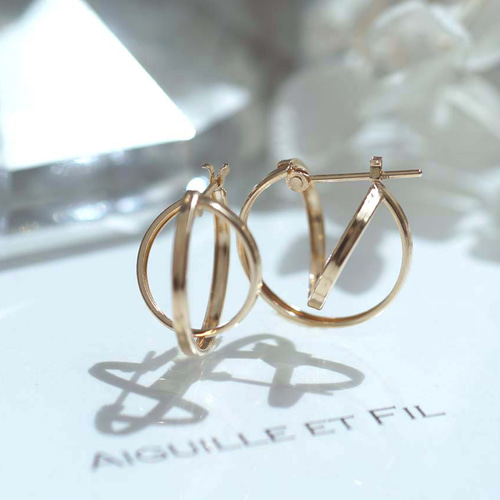 送料無料】K10 デザインフープピアス ペア ピアス（フープ