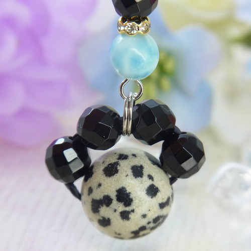 ♥高品質ラリマー＆肉球♥まん丸可愛い ストラップ プレゼント