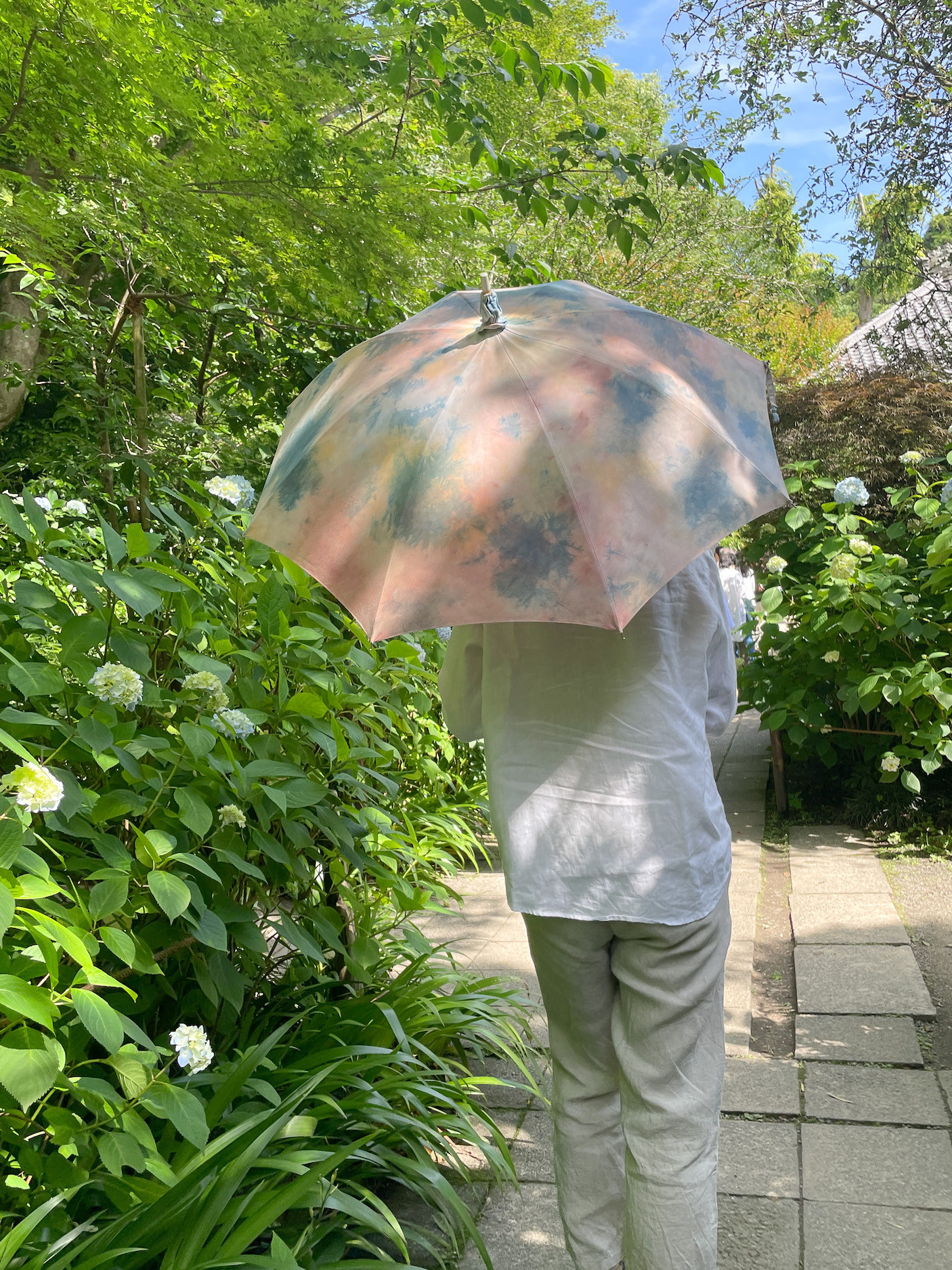 送料無料  SALE " optimista "A  藍染+泥染 楽観的な日傘  絞り染め パラソル