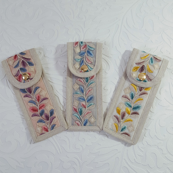 【ペンケース】インド刺繍リボンのスマートペンケース♡ 2枚目の画像