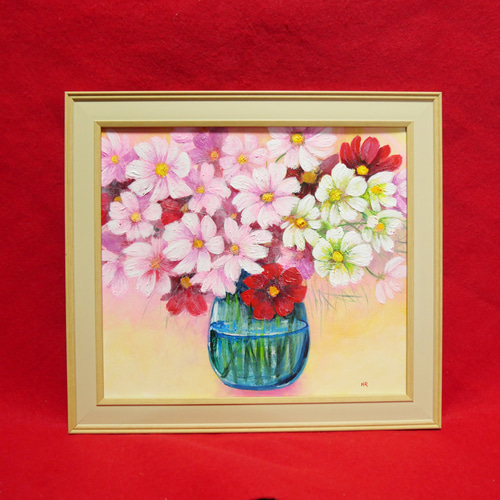 油絵 絵画【秋桜】 絵画 HR 通販 15980085｜Creema(クリーマ)