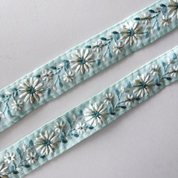 【50cm】インド刺繍リボン　シーグリーン　シルク　SS743 5枚目の画像