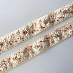 【50cm】インド刺繍リボン　アイボリー　シルク　SS749 5枚目の画像