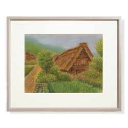 内灘砂丘・夕焼け（パステル画・マット紙付き） 絵画 パステル画