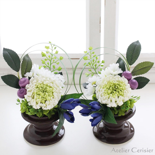 ハート 仏花 お供え花プリザーブドフラワー1対 プリザーブドフラワー 仏花 お供え花 仏壇用一対