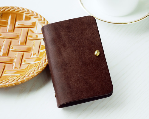 ハンドメイド マイクロ5帳カバー コーヒー×M5本革システム手帳カバー(マイクロ5/ミニ5穴) 手帳カバー
