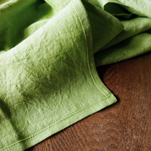 リネンのフラットシーツ/ピスタチオグリーン/布団用シングル 幅145cm