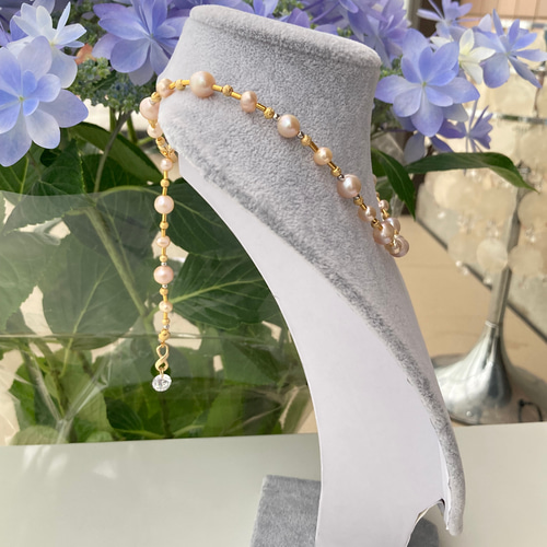 4way淡水パールネックレス❣️華やかゴールド本金加工（ダイヤ型8 