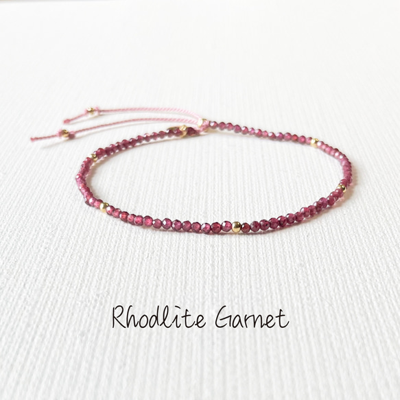 K14gf×1月誕生石☆ロードライトガーネット コードブレスレット  
