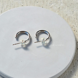 P055　シルバー925純銀のリングフープピアス　”hoop plain ring”　上品なジェンダーレスピアス 2枚目の画像