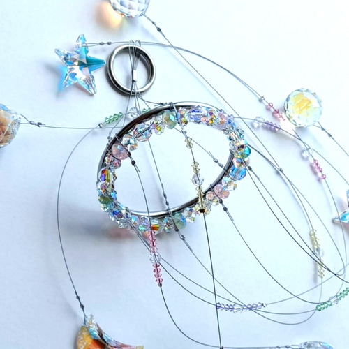 月と星 オーロラ モビールサンキャッチャー サンキャッチャー moon bow