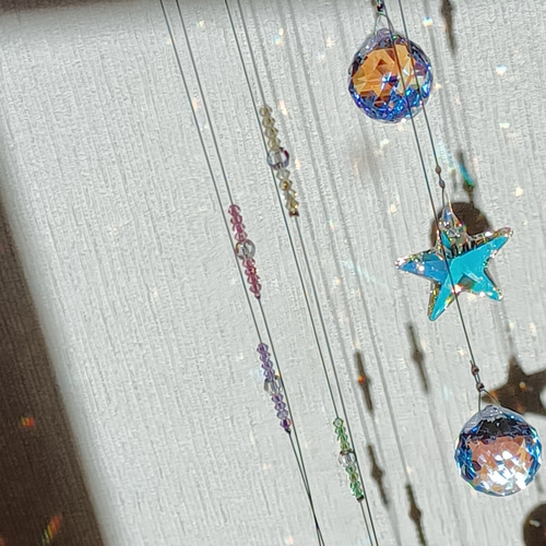 月と星 オーロラ モビールサンキャッチャー サンキャッチャー moon bow