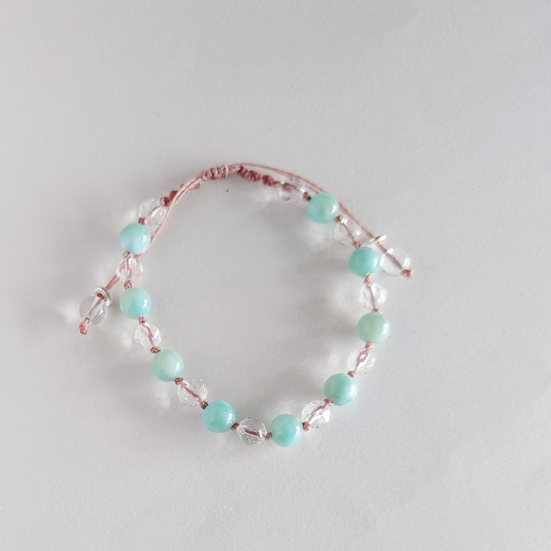 ラリマー×スターカット水晶 マクラメブレスレット