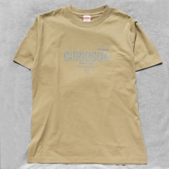 超SALE CURIOSON オリジナル クマ ロゴ Tシャツ 6.2oz（サンドカーキ）Lサイズ残り1点のみ 2枚目の画像