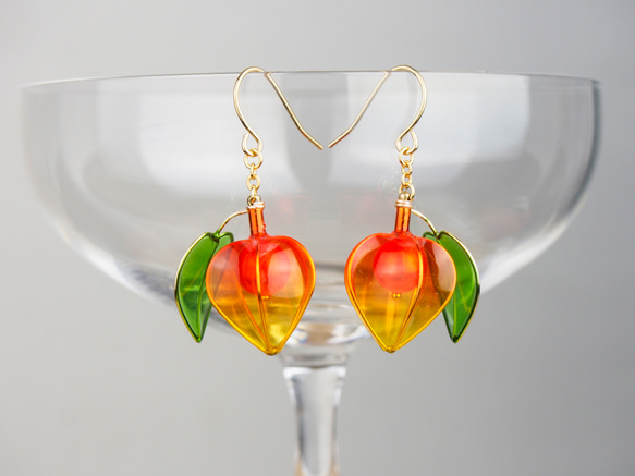 鬼灯（ほおずき）のピアス／イヤリング ピアス（フック
