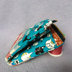おとぼけネコたちのミニL字ファスナー財布  ときどきミニポーチ 3枚目の画像
