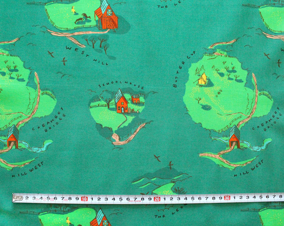 カットクロス Windham Fabrics / West Hill Buttercup Map Grass green 3枚目の画像