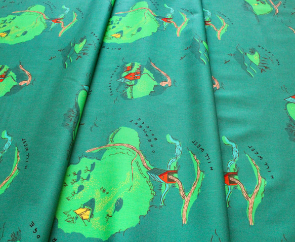 カットクロス Windham Fabrics / West Hill Buttercup Map Grass green 4枚目の画像