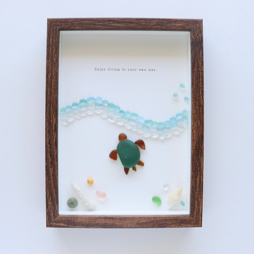 ウミガメ｜シーグラスアート｜海 インテリア カメ その他アート hikari