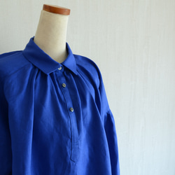 青のドロップシャツ　リネン100％　ロイヤルブルー 11枚目の画像