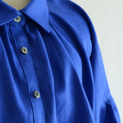 青のドロップシャツ　リネン100％　ロイヤルブルー 13枚目の画像