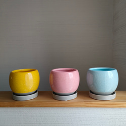 ころりん鉢カバー　綺麗色花器　かわいい植木鉢　お洒落観葉植物　ラウンドポット　ボール　カラフルミルキーカラー　個性的な鉢 3枚目の画像