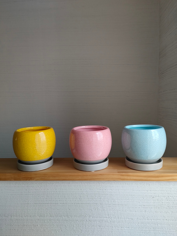 ころりん鉢カバー　綺麗色花器　かわいい植木鉢　お洒落観葉植物　ラウンドポット　ボール　カラフルミルキーカラー　個性的な鉢 3枚目の画像