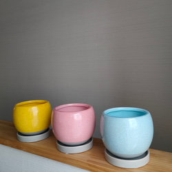 ころりん鉢カバー　綺麗色花器　かわいい植木鉢　お洒落観葉植物　ラウンドポット　ボール　カラフルミルキーカラー　個性的な鉢 2枚目の画像