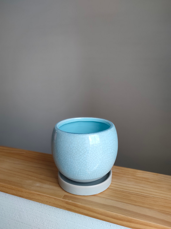 ころりん鉢カバー　綺麗色花器　かわいい植木鉢　お洒落観葉植物　ラウンドポット　ボール　カラフルミルキーカラー　個性的な鉢 8枚目の画像