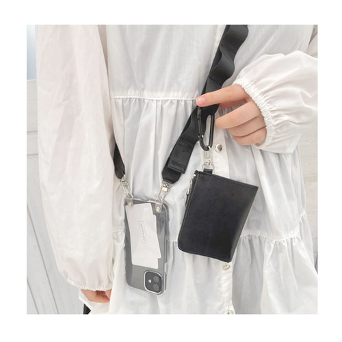 B:TOGETHER 乱痴気 ナイロン製グレー系ストラップ カラビナ付き B