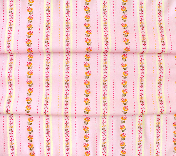 カットクロス Windham Fabrics / West Hill / Floral Stripe Pink 6枚目の画像
