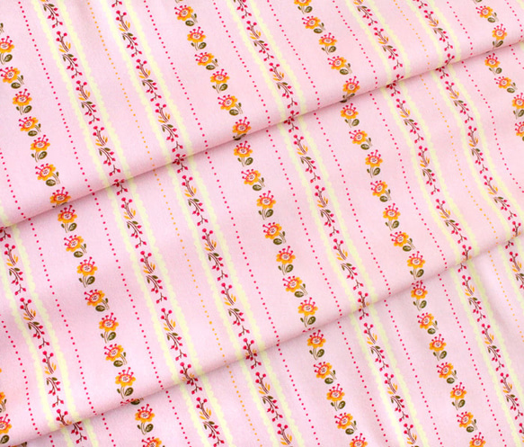 カットクロス Windham Fabrics / West Hill / Floral Stripe Pink 5枚目の画像