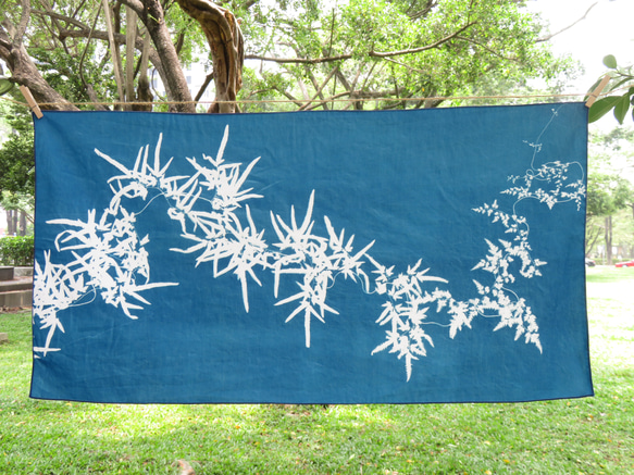 藍曬掛布 - 海金沙 Botanic Cyanotype Decoration - Japenese climbing 第2張的照片