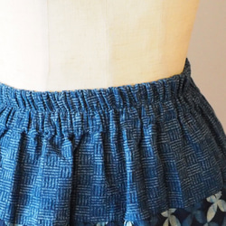 ティアードスカート　パッチワーク　ロングスカート　綿100％　和柄綿　ドット　インディゴ　染め　フレア　ふん 16枚目の画像