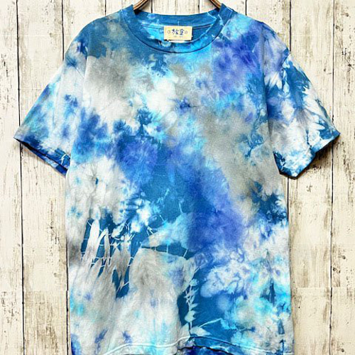 タイダイ染め Tシャツ Lサイズ ブルー ムラ染め Hippies Dye