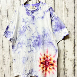 タイダイ染め Tシャツ　XLサイズ　曼荼羅　パープル　ムラ染め　Hippies Dye HD19-66 2枚目の画像