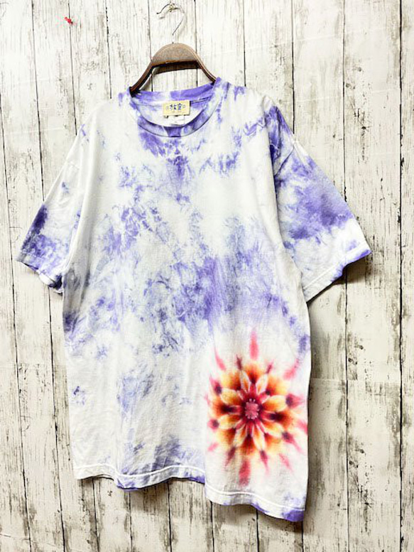 タイダイ染め Tシャツ　XLサイズ　曼荼羅　パープル　ムラ染め　Hippies Dye HD19-66 2枚目の画像