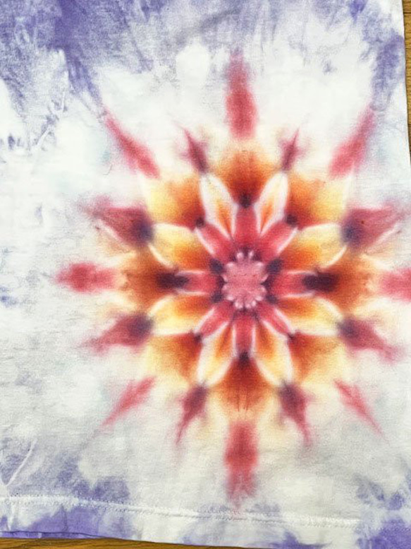 タイダイ染め Tシャツ　XLサイズ　曼荼羅　パープル　ムラ染め　Hippies Dye HD19-66 3枚目の画像